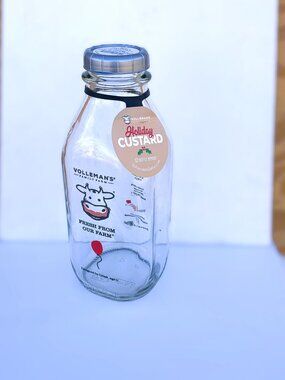 BOTTLE - 32oz VOLLEMANS FARMS glass milk bottle CUSTARD Childrens Health Balloon